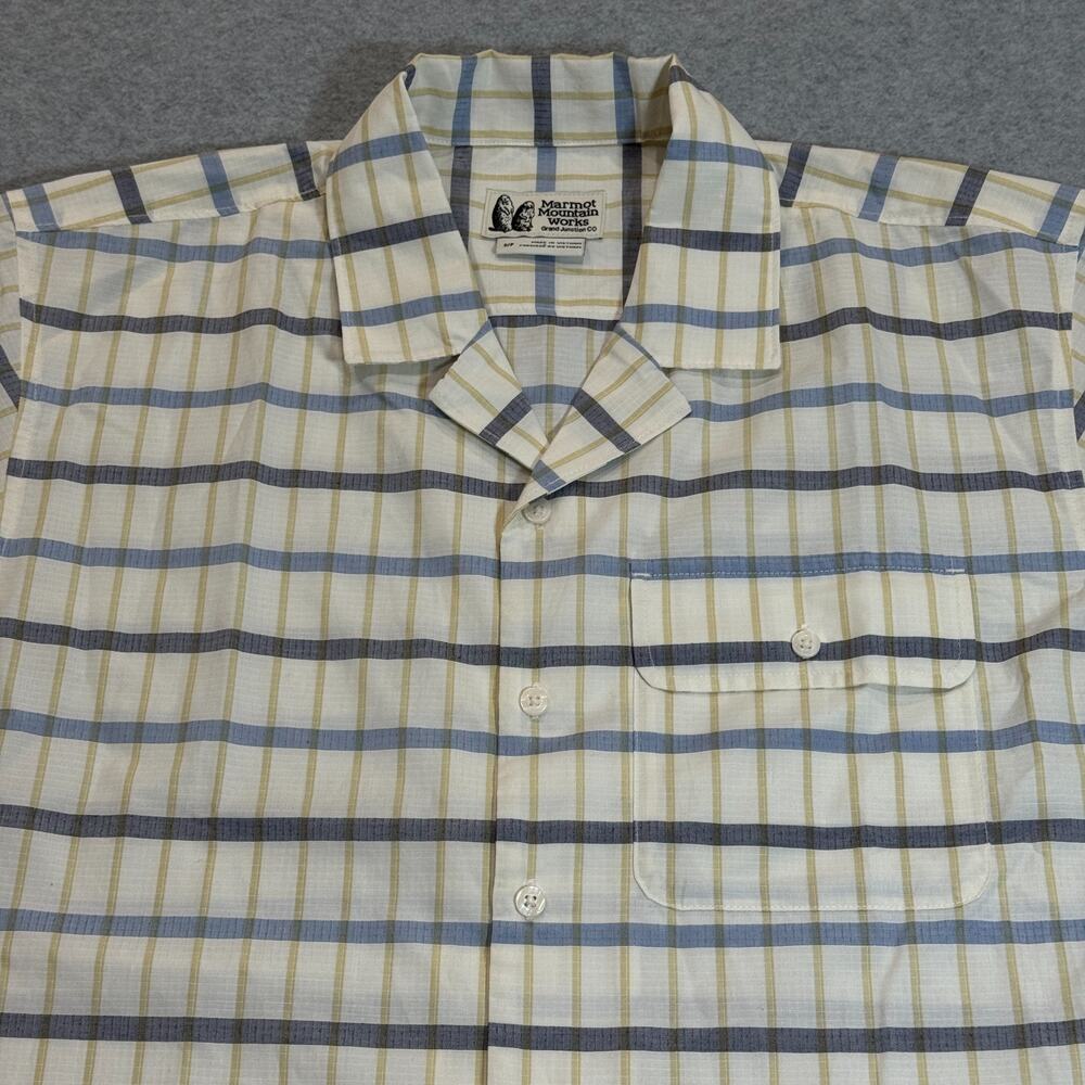 Marmot Mens Muir Camp Novelty Short Sleeve Shirt Blue Bonnet Marco Plaid Small